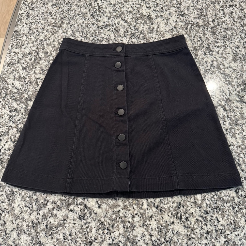 H&M Black Mini Skirt with Button Detail